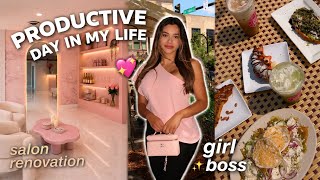 DAY IN MY LIFE as a girl boss 💖 (Salon remodel, Real Estate, $ count, mom life)