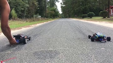 Rc drag racing rustler vs slash then rustler blows old school rusty off the road .holeshot killer