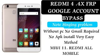 redmi 4 4x Frp Bypass fix youtube update | redmi 4 frp bypass | miui 11 NO PC | mi 4x frp bypass