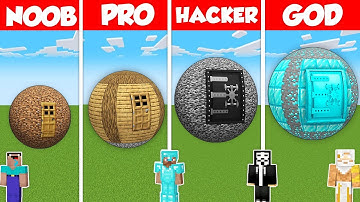 ROUND SPHERE BASE HOUSE BUILD CHALLENGE - Minecraft Battle: NOOB vs PRO vs HACKER vs GOD / Animation
