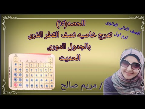 حصه ١٥ خاصيه نصف القطر الذرى بالجدول الدورى درس ٢ وحده ٢ ترم ١ كيمياء الثانى الثانوى ا مريم صالح