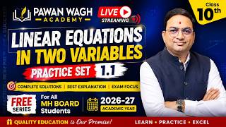 1. Linear Equations in Two Variables P. Set 1.1 Class 10th |  MH Board 2026-27 FREE Series