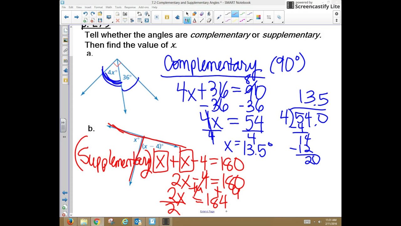 7 2 Complementary And Supplementary Angles YouTube 7 2 Complementary And Supplementary Angles YouTube