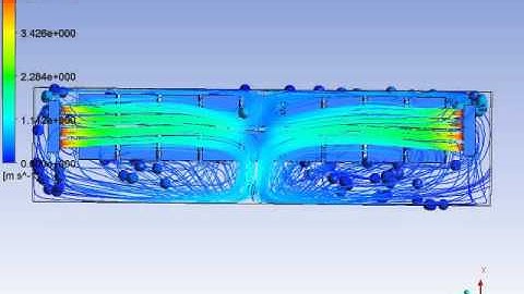 velocity flow stream lines animation ( cold store ) part ( 5 ) Top view