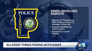 Man arrested for allegedly breaking door, waving knife at homeowner in Brattleboro