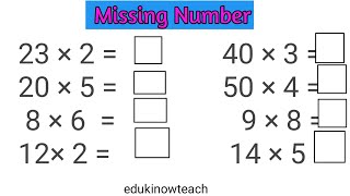 multiplication missing numbers worksheet|Numbers| Multiplication| @edukinowteach