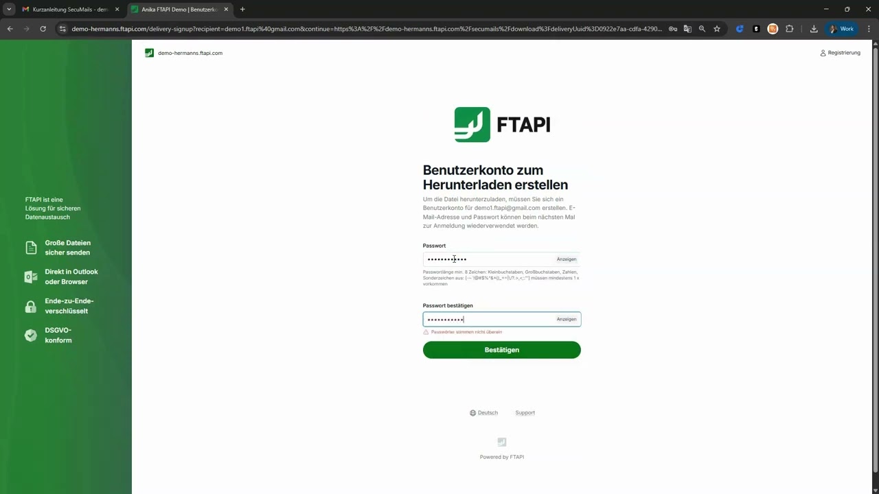 Sicherer E-Mail-Versand mit FTPAI SecuMails - Sicherheitsstufe 2