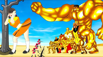 Evolution Of GOLD HULK & SPIDERMAN, BATMAN, JOKER Playing Squid Game 2 Animation | 어몽어스 오징어 게임 2