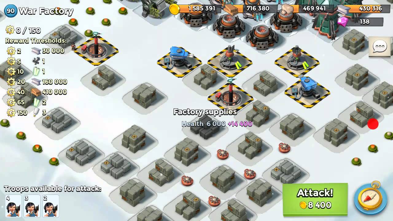 Boom beach lvl 90 war factory invasion
