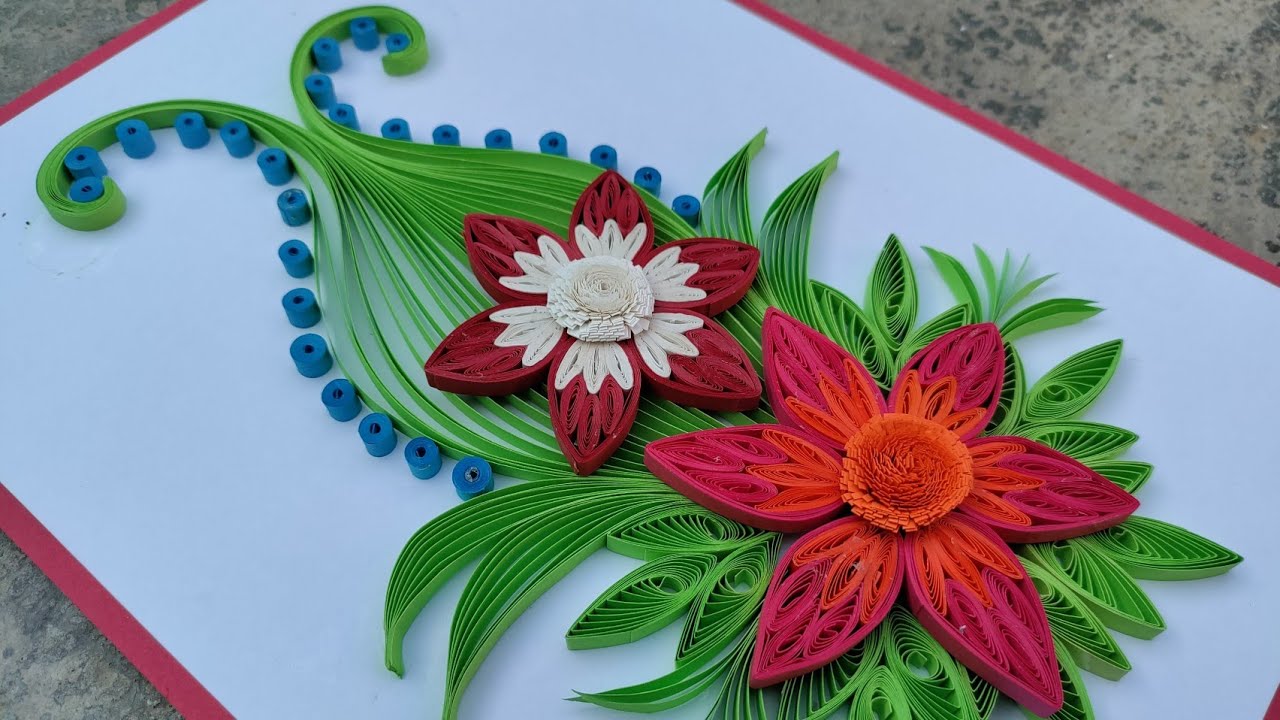 Paper Quilling Flower Card Design // Quilling Birthday Card // 