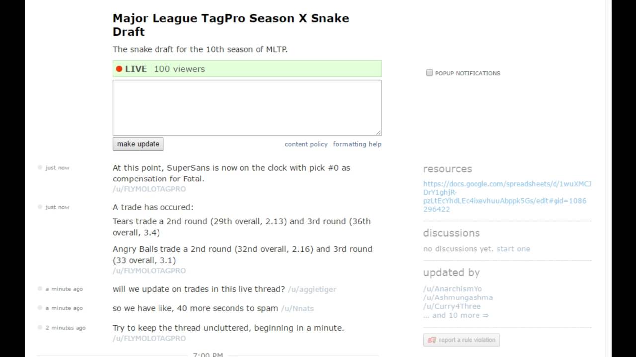 MLTP S10 Snake Draft