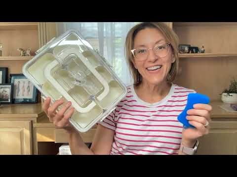 Контейнер-органайзер для закусок Dimber Snackle Box з кришкою, ручкою, 8 виделками та 2 ложками для вечірок, видео 1