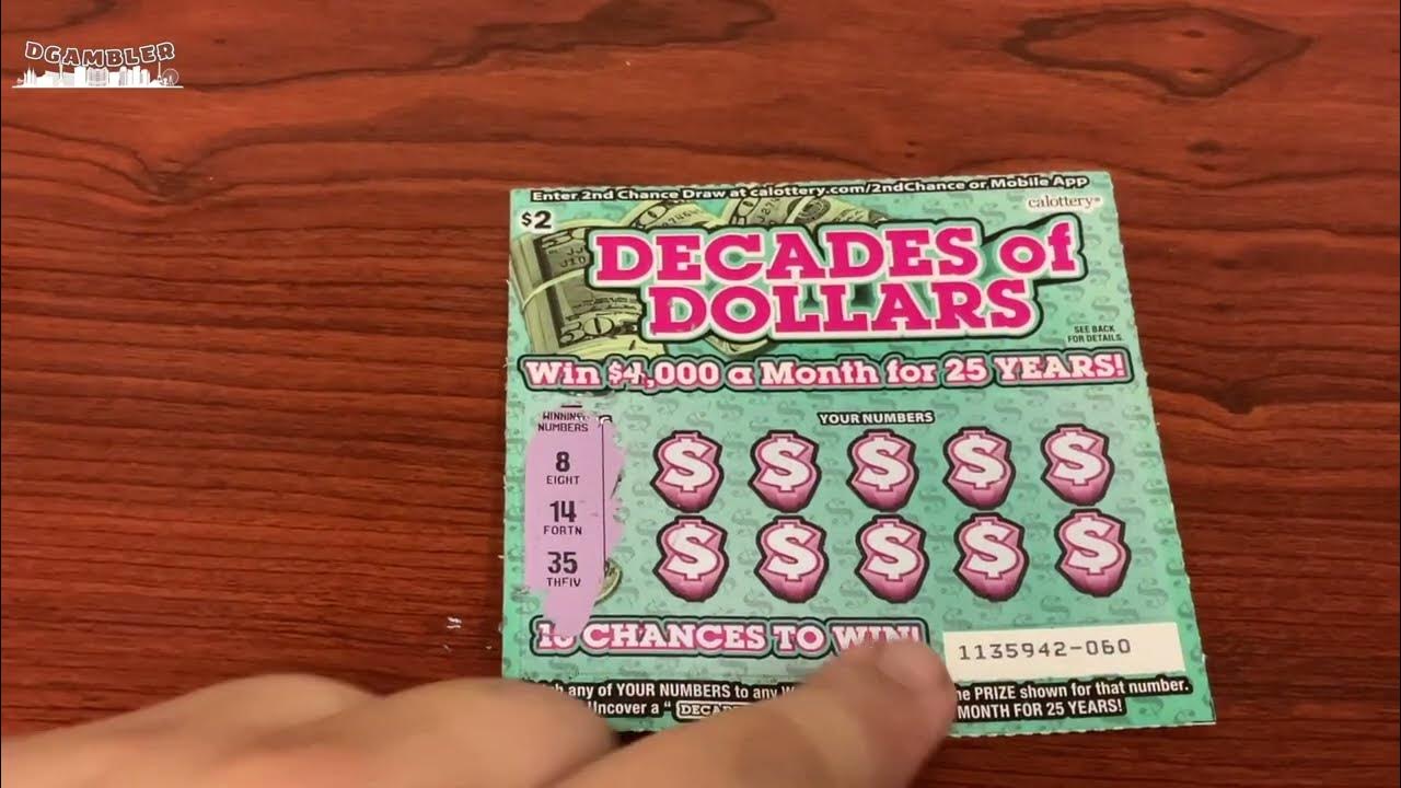 California Lottery "Decades of Dollars" Scratcher Winner gets 4,000