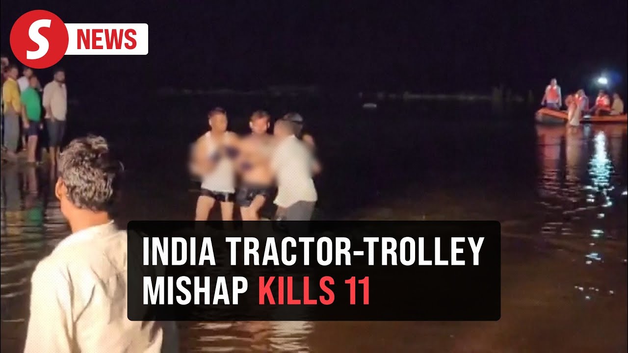At least 11 killed as tractor-trolley plunges into pond in central ...