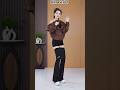 Knitted Stitching Long Sleeve Women's Blouse Stand Collar Patchwork Office Ladies Tops@ZoeStyle1
