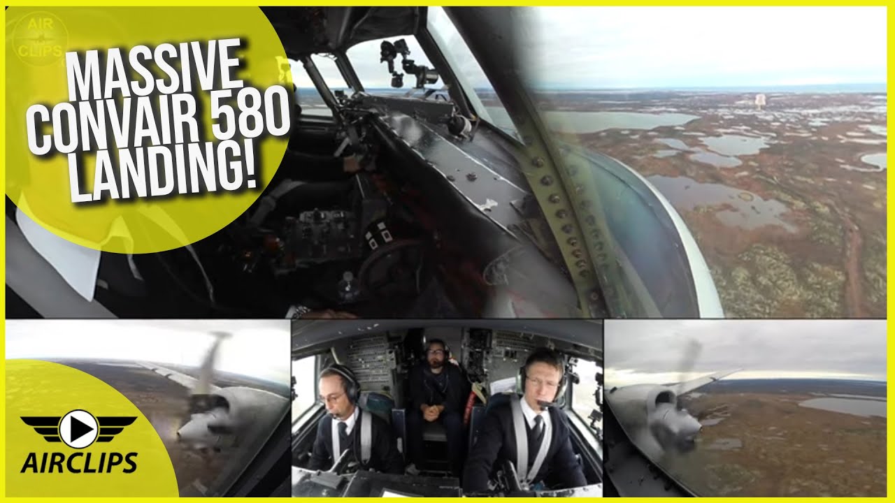 FAVORITE Cockpit Split Screen! MASSIVE Convair 580 Passenger Turboprop ...