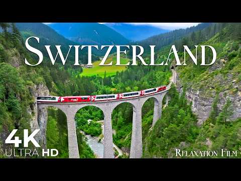 Switzerland 4K • Scenic Trains Through Swiss Alps | Peaceful Relaxing Music | Nature Relaxation Film