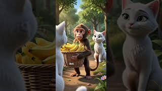 MONKEY AND CAT: THE LESSON OF SHARING #findtime #onestepatatime #viralvideos #viralshorts