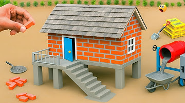 diy mini tractor making modern Bricks House Science Project | mini construction video 8