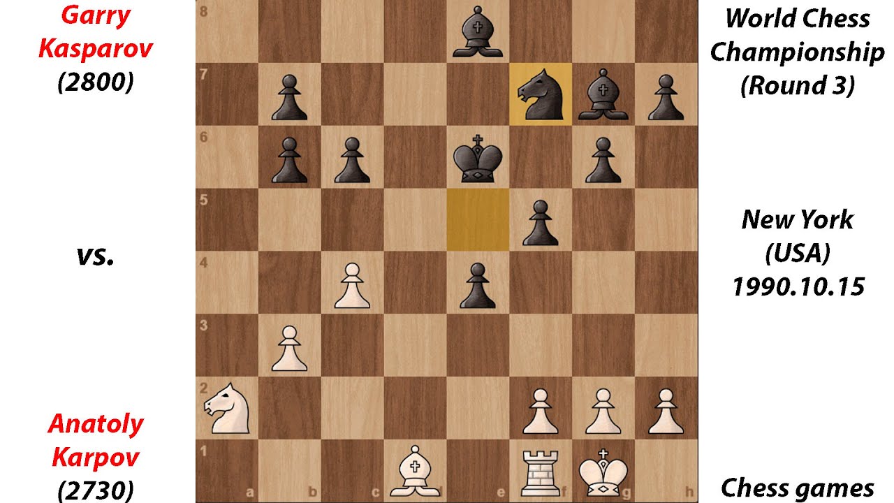 Garry Kasparov vs. Anatoly Karpov | World Chess Championship Round 3 New York USA 1990 | Chess games