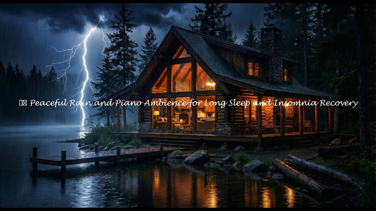 Peaceful Long Duration Sleep with Rain and Piano 🌌 