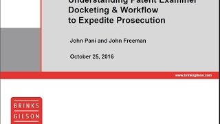 Brinks Webinar | Understanding Patent Examiner Docketing & Workflow to Expedite Prosecution