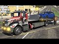 GTA 5 Real Life Mod #210 Peterbilt 337 Flatbed Rollback Tow Truck Towing For The Police Department