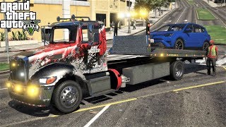 GTA 5 Real Life Mod #210 Peterbilt 337 Flatbed Rollback Tow Truck Towing For The Police Department