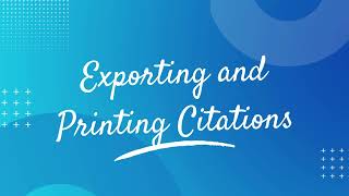 Exporting and Printing a Works Cited