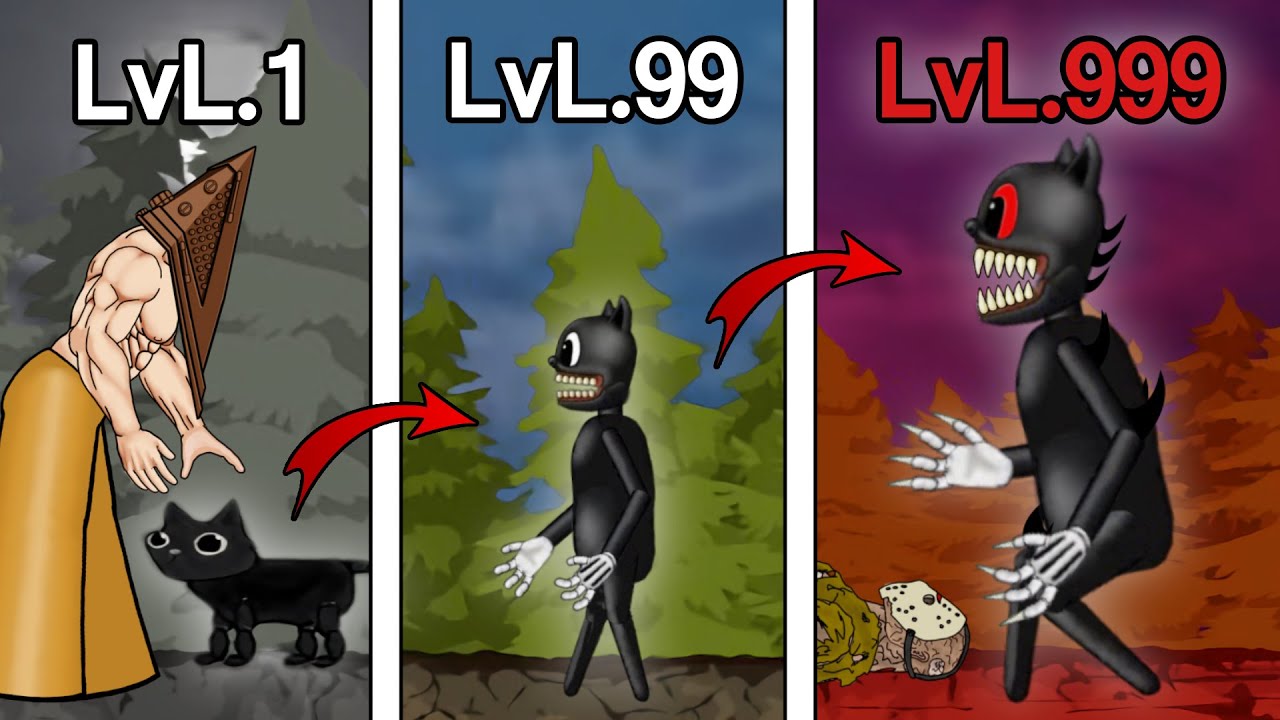 Cartoon Cat Level Up Boss - Cartoon Cat vs Bendy - Siren Head vs Cartoon Cat - Drawing Cartoons 2