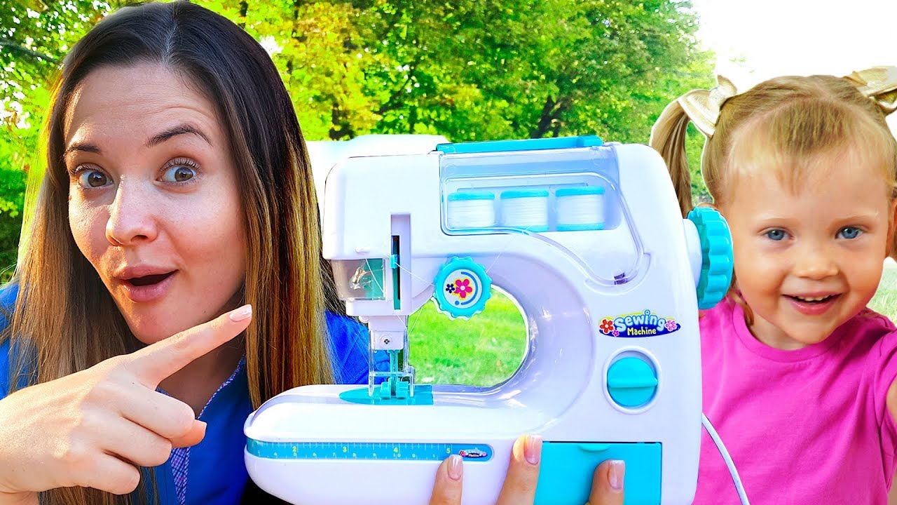 Nastya and Mommy playing with Toy Sewing machine - YouTube