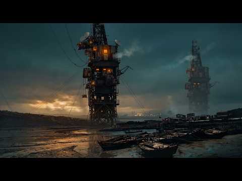 Industrial Coastal Outpost | Dystopian Ambient & Wasteland Winds [4K]