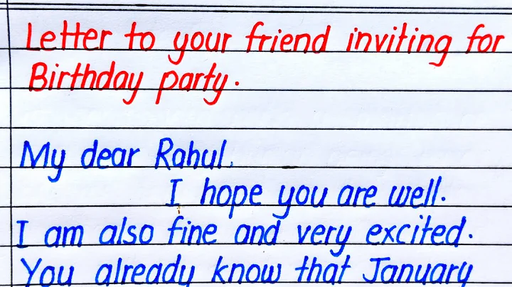 Letter Writing in English || Letter to Your Friend Inviting For Birthday Party