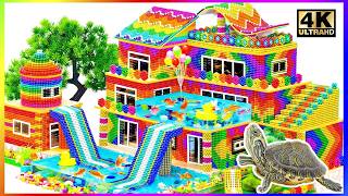 ASMR x 1.5 -  Building Creative A Modern 3 Story Mud Villa House Has Wavy Roof And Swimming Pool