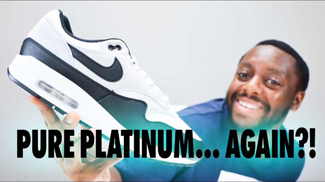 Air Max 1 ESS Pure Platinum White Black On Foot Sneaker  display picture 2
