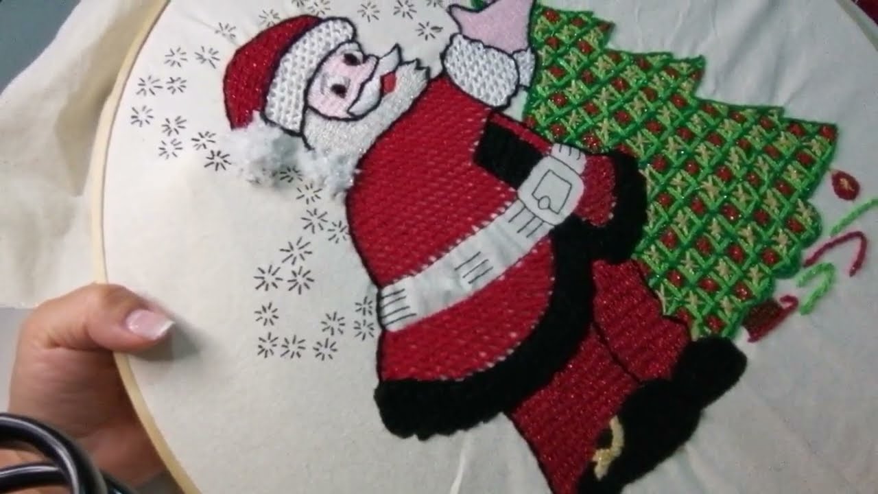 Bordando el saquito de Santa Claus.. 🤶