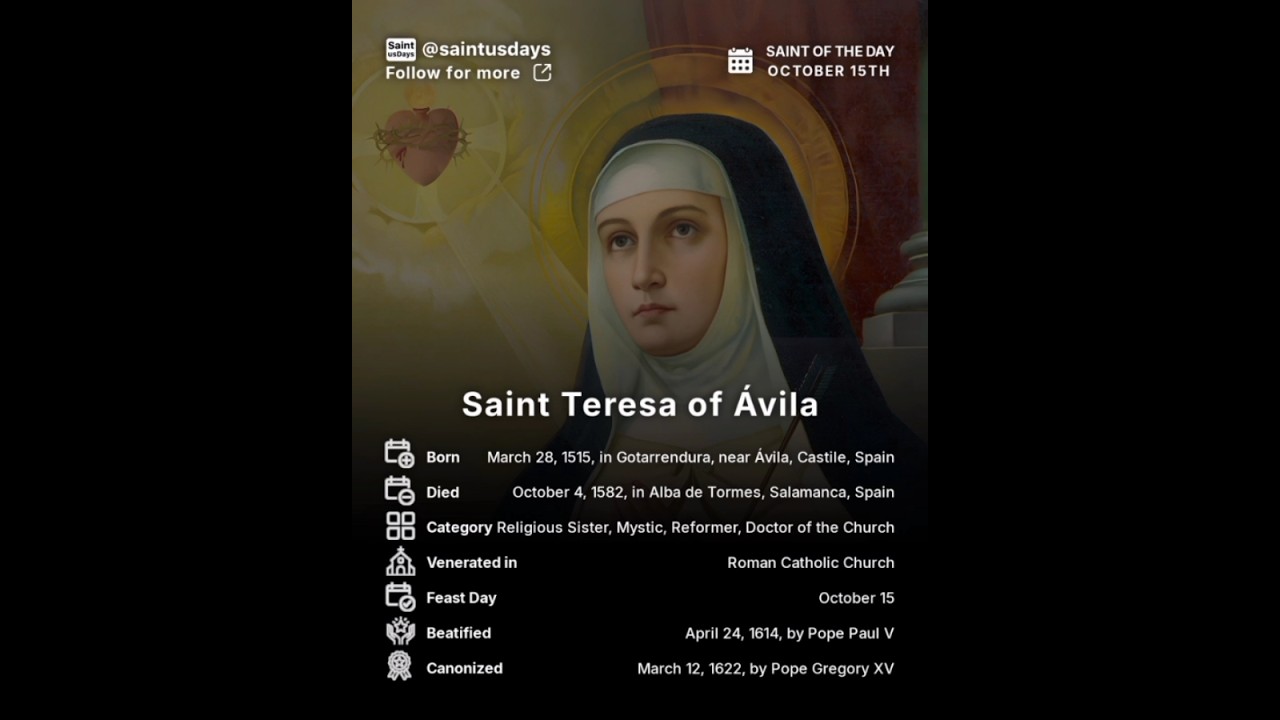 Saint of the Day (October 15) – St. Teresa of Ávila
