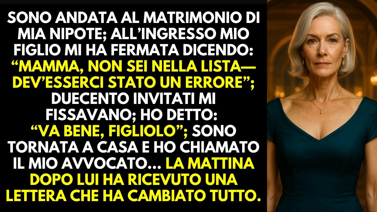 Mio figlio mi bloccò al matrimonio di mia nipote: “Non sei nella lista, mamma.” Tornai a casa e…