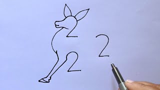 Deer Drawing With 222 Number | How To Turn 222 In Deer Drawing