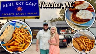 Blue Sky Cafe in Fletcher, North Carolina | Blue Cheese Burger & Fiery Phoenix Wrap! #wnc