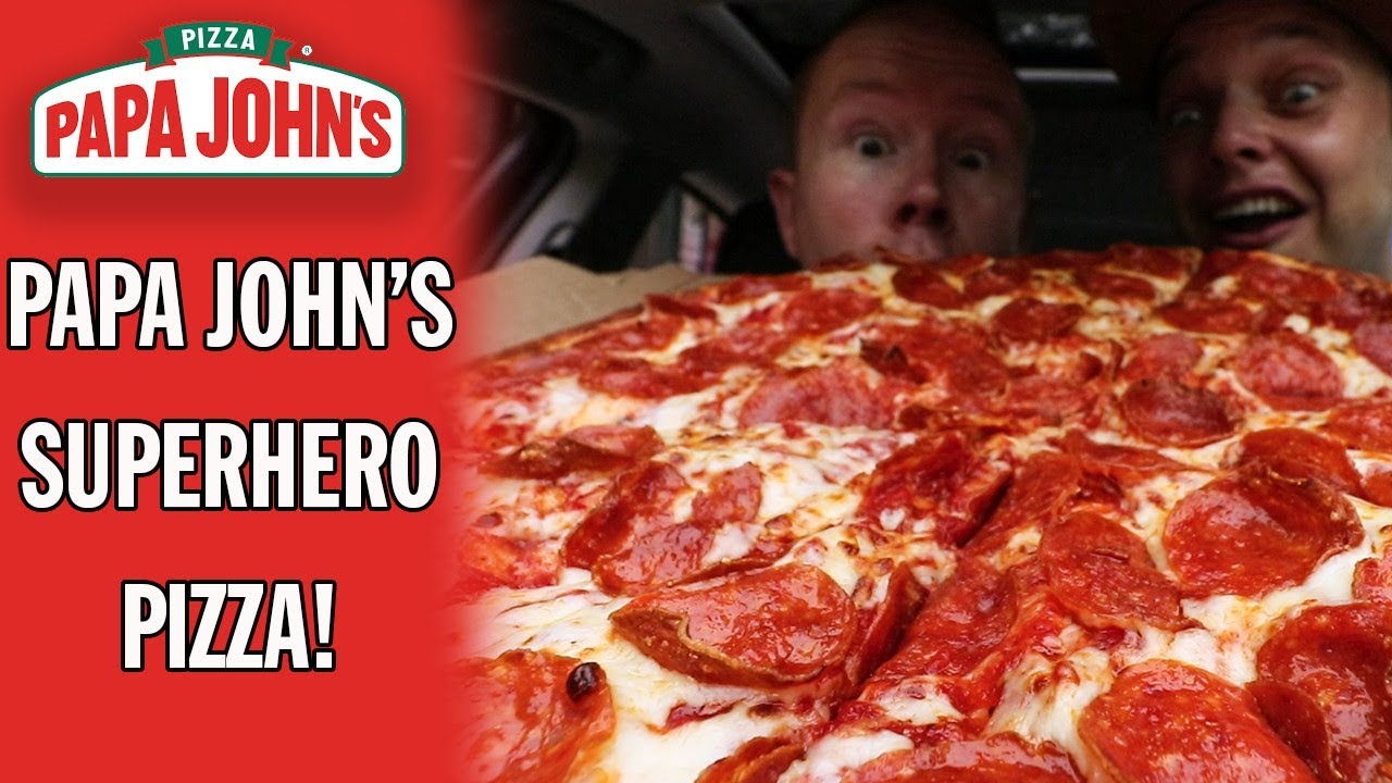 Eating Papa John S Superhero Pizza With Pepperoni Youtube