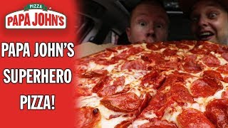 Eating Papa John's Superhero Pizza with Pepperoni
