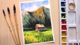 scenery easy painting watercolor landscape