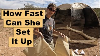Alvantor Camping POP UP Screen House - How fast can Wendy set it up?
