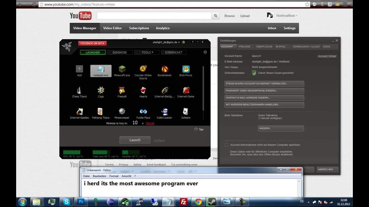 Razer Game Booster - Steam Skin - WIP 1 - YouTube