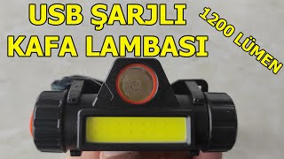 USB ŞARJLI KAFA LAMBASI, 1200 LÜMEN, COB LEDLİ, KAMP FENERİ, LİTYUM PİLLİ KAFA FENERİ