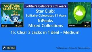 Star Club | Solitaire Celebrates 31 Years | TriPeaks #15: Medium - Clear 3 Jacks in 1 deal