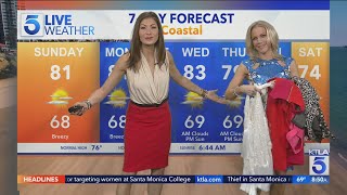 Liberté Chan visits KTLA for a weather and wardrobe update