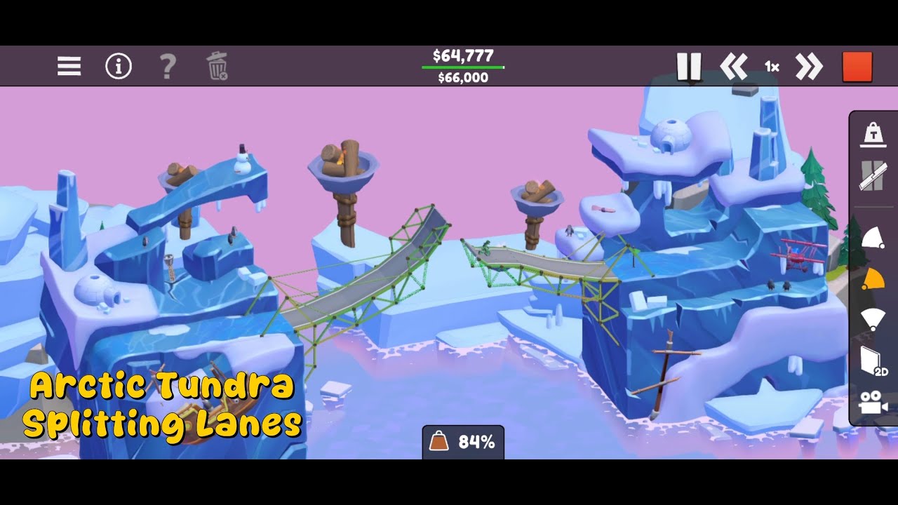 Poly Bridge 3 - Arctic Tundra - Splitting Lanes