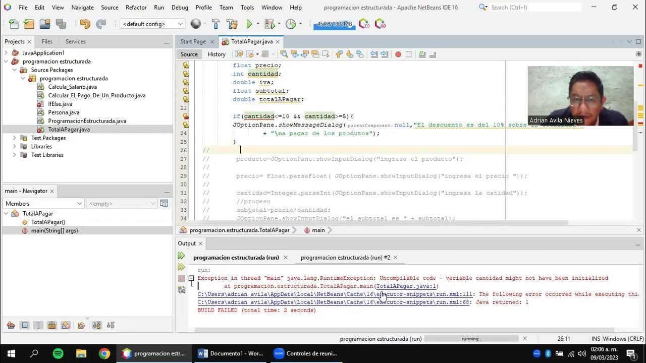 Total a pagar uso de la estructura condicional IF(){} ELSE{} java ...